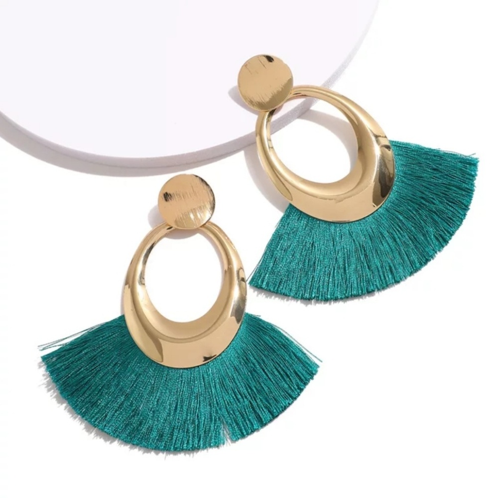 Fringe Tassel Earrings with Gold Detail